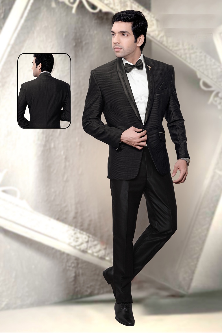 Black Slim Lapel Wedding Reception Tuxedo