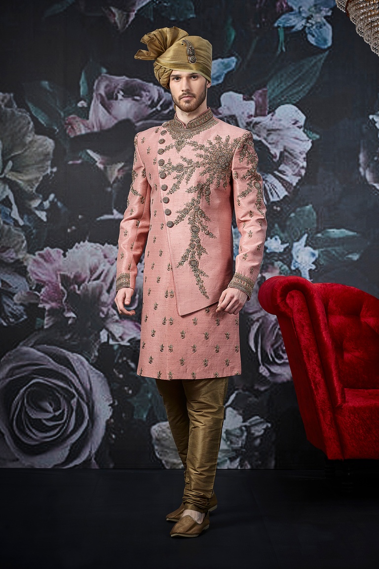 Designer Dark Pink Wedding Sherwani