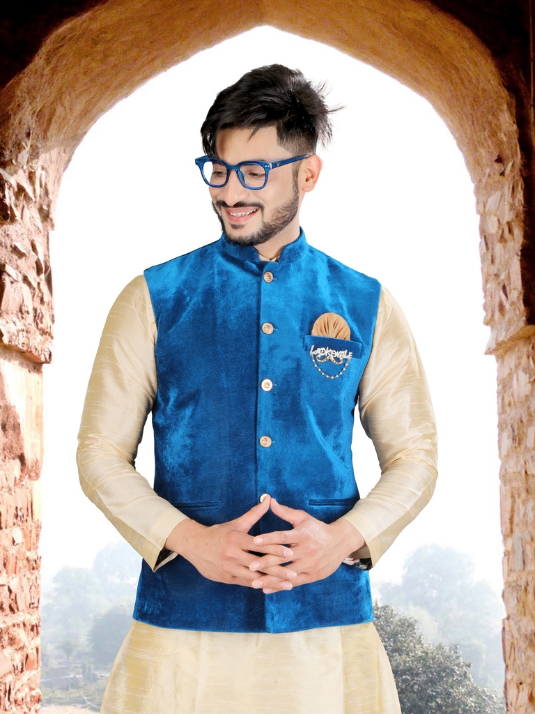 Classy Velvet Blue Nehru Jacket