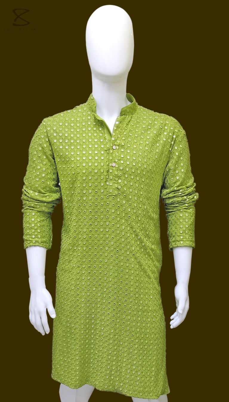 Gracious Green Mirror Work Kurta Set