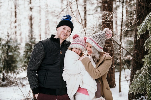 Happy Family in Snow Captured by Toronto Family Portrait Photographer - Matt Tibbo