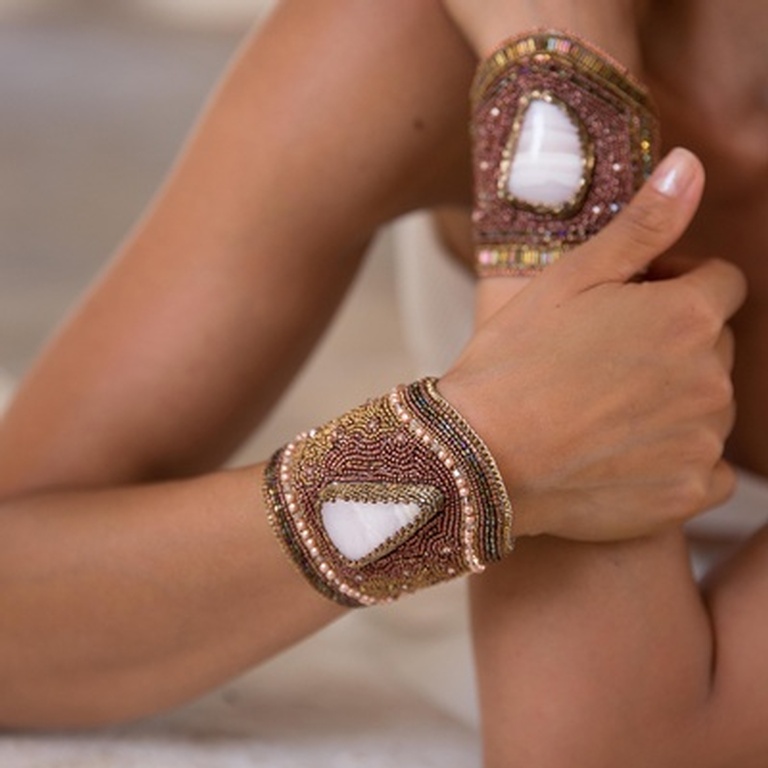 Laya Bracelet in Mangano Calcite - Crystal Beads Bracelets for Women at Lakkota