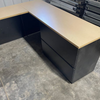 Used Groupe LaCasse U Shape Desk Unit with Storage   Light Oak Laminate Top with Black Paint Finish 3