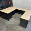 Used Groupe LaCasse U Shape Desk Unit with Storage   Light Oak Laminate Top with Black Paint Finish 1