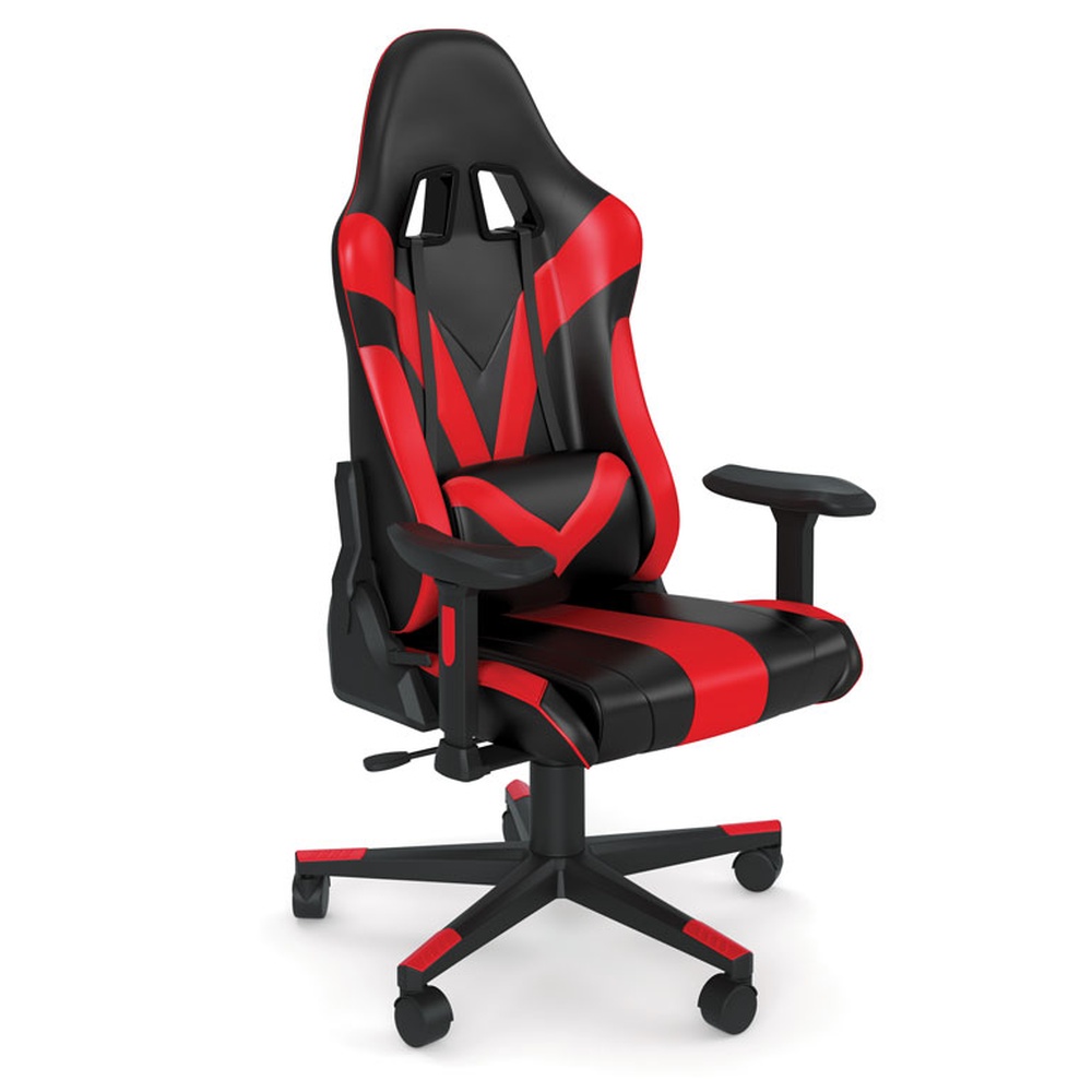 High Back Gaming Chair with Black Frame and Black and Red