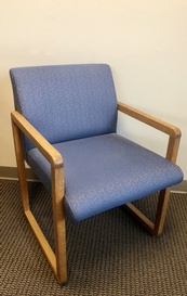 N/A - Used Guest Chair with Wood Sled Base and Frame - Blue Upholstered Seat and Back