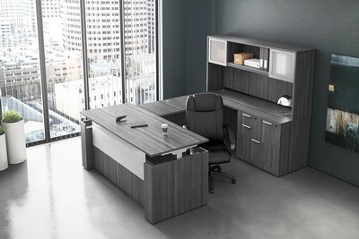 Executive Laminate Height Adjustable Desk with Return