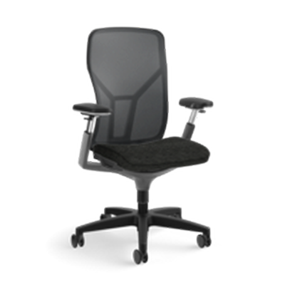Allsteel Acuity Task Chair - Graphite Dusk Mesh Back w/ a Gray Patterned Fabric Seat