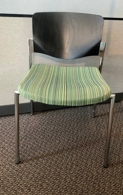 Used Stylex Armless Guest Chair - Striped Green Upholstery