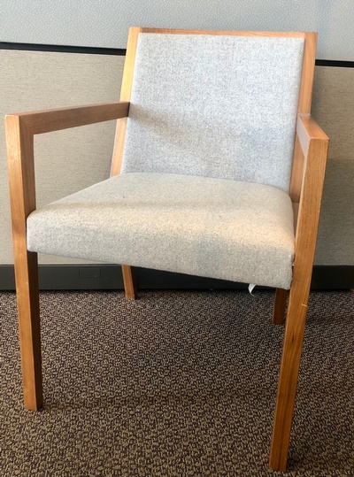 Used Gunlocke Savor Guest Chair with Wood Arms - Gray Upholstery