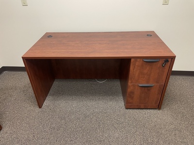 Used Storlie 60”W x 30”D Desk with File/File Pedestal