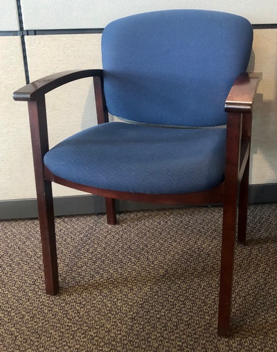 Used HON Invitation Guest Chair with Wood Arms - Blue Upholstery