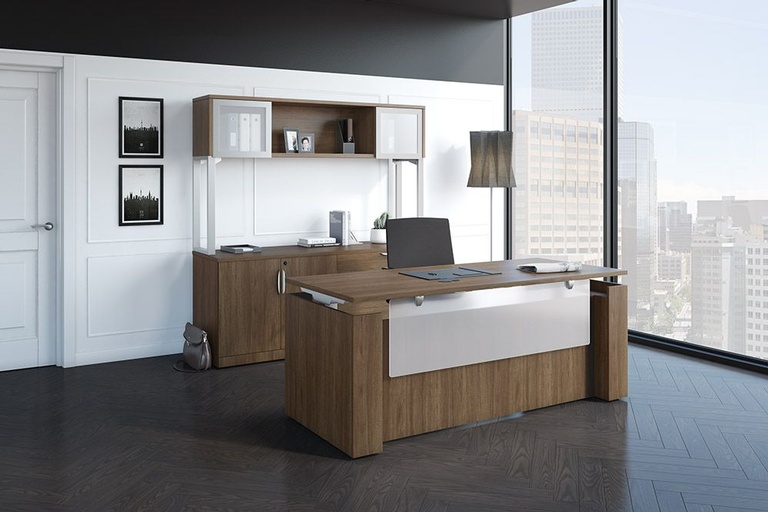 Harmony Height Adjustable Executive Desk Modern Walnut $2921