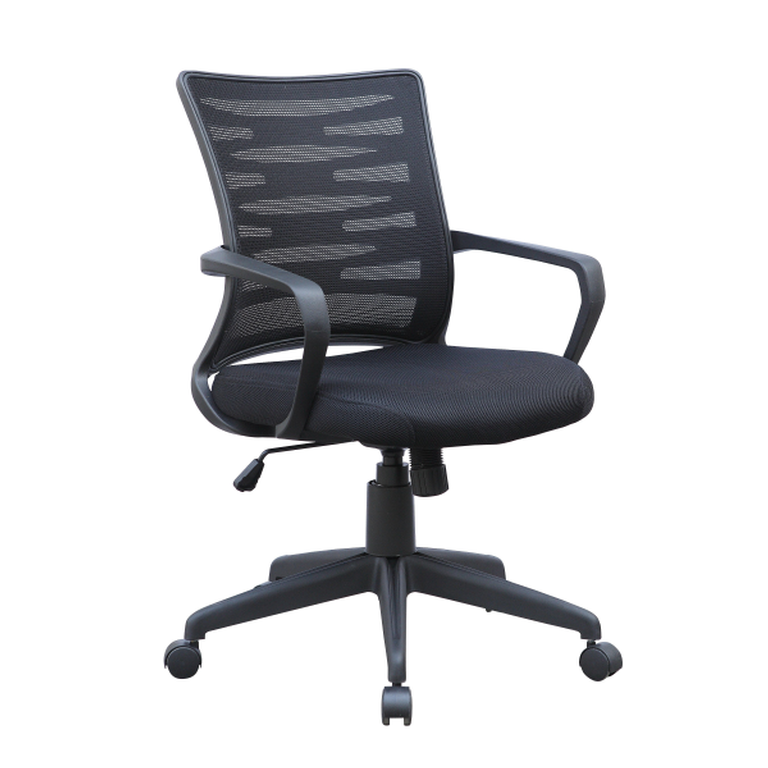 Mid Back Conference Chair KB 2022BLK Black Shell Black Mesh and Fabric Seat