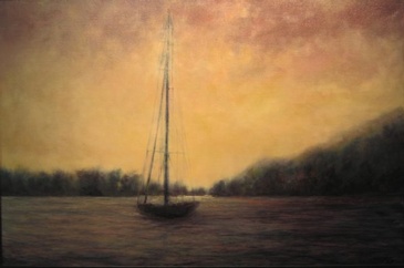 Boat Sailing in the River Painting by Dr. Musa in Maple, Vaughan Dental Clinic