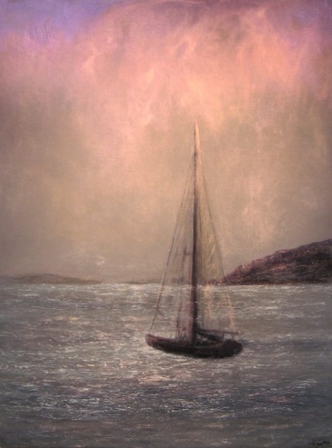 Sailboat Painting with Pink Sky by Dr. Musa in Maple, Vaughan - Dentist