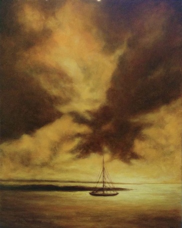 Lonely Sailboat in the Ocean Painting by Dr. Musa in Maple, Vaughan - Dentist