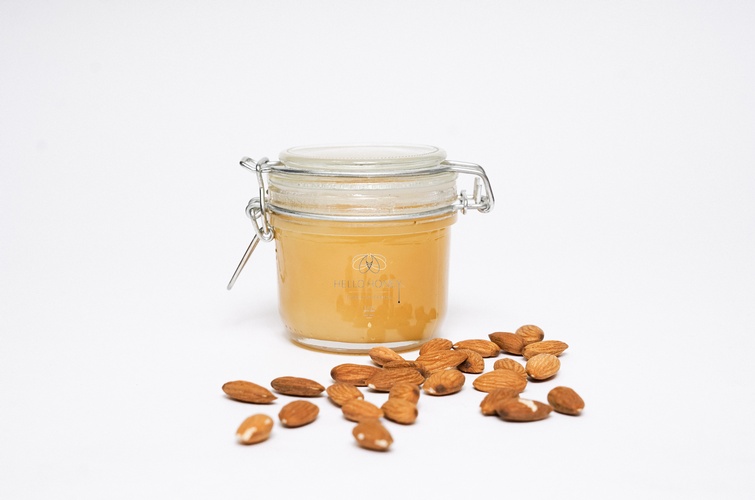 Jar of Almond Honey. Branding Photography in Maple Grove by Steffen Sharikov