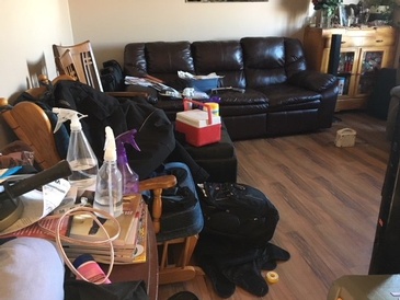 Before Cleaning a Messy Living Room by Best Cleaning Company in Brooks & Medicine Hat, AB - JAG Cleaning Services Ltd.