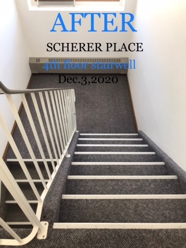 After Cleaning Stairwell Carpet at Scherer Place Apartments by Professional Cleaners at JAG Cleaning Services Ltd.