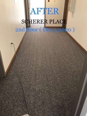 After Cleaning Hallway Carpet at Scherer Place Apartments by Best Cleaning Experts at JAG Cleaning Services Ltd.
