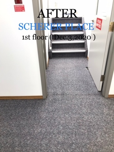 After Cleaning Stairwell Carpet at Scherer Place Apartments by Professional Cleaning Experts at JAG Cleaning Services Ltd.