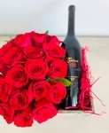 Brossard Event Florist - Roses And Wine Combo - YnV Lifestyle Inc.