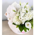 White Flowers In Baby Basket - Floral Designer in Brossard - YnV Lifestyle Inc.