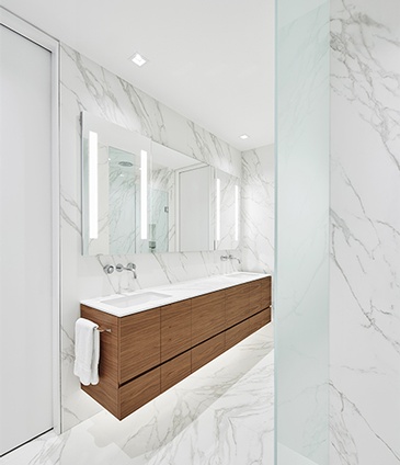 Gorgeous White Marble Washroom - Top Construction Company in Toronto by Battiston Construction
