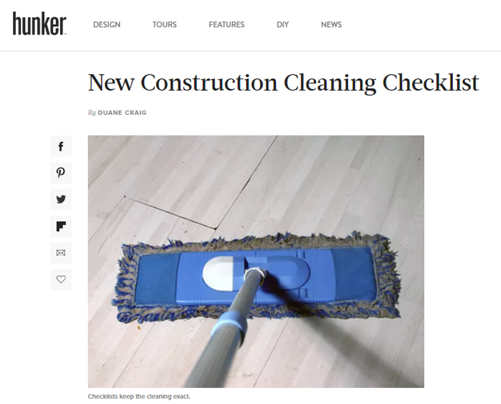 New Construction Cleaning Checklist