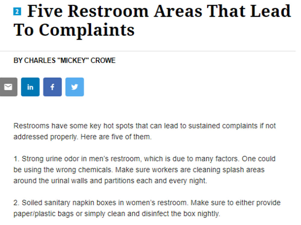 Five Restroom Areas That Lead to Complaints