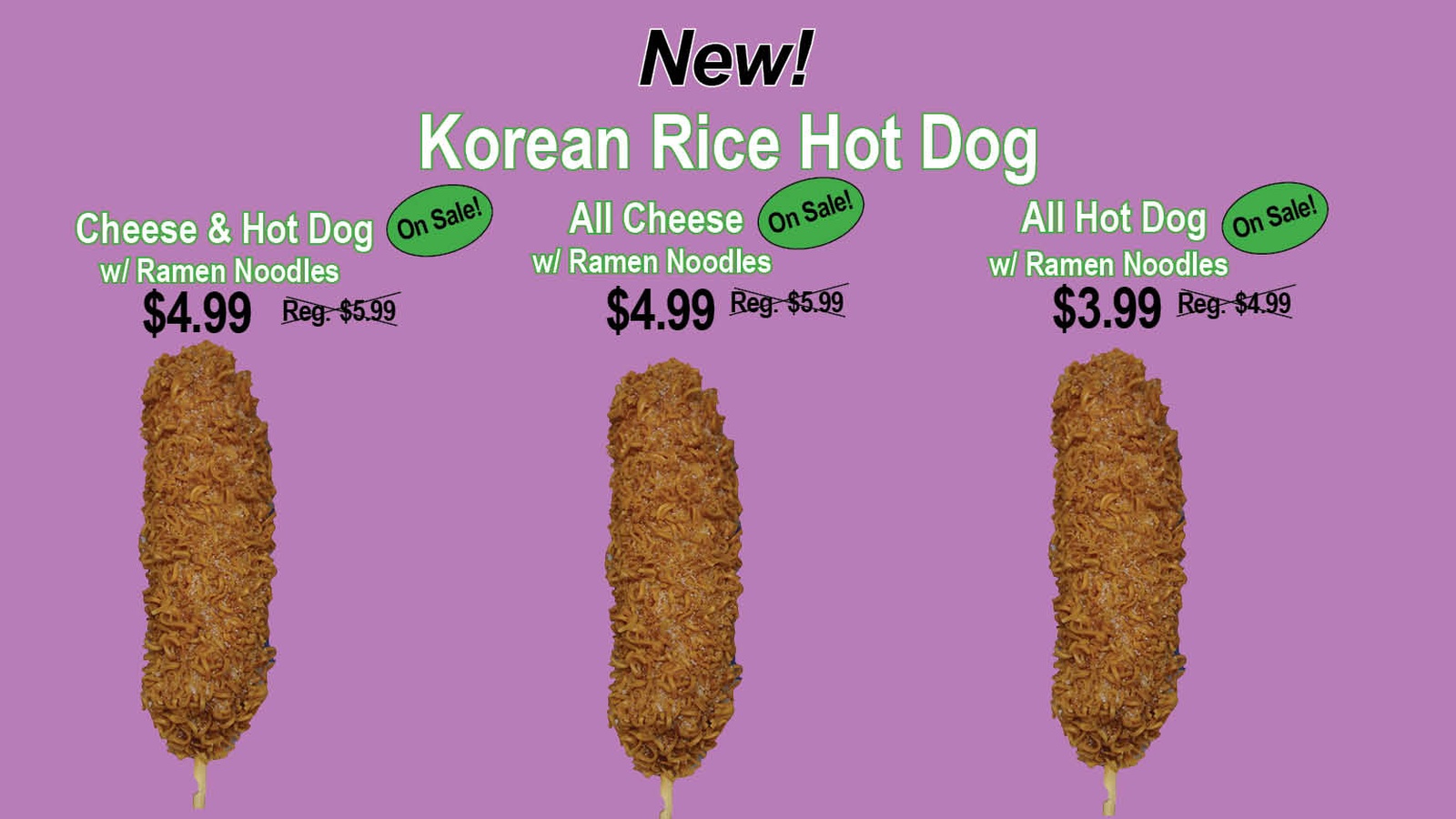Korean Rice Hot Dog with Ramen Noodles