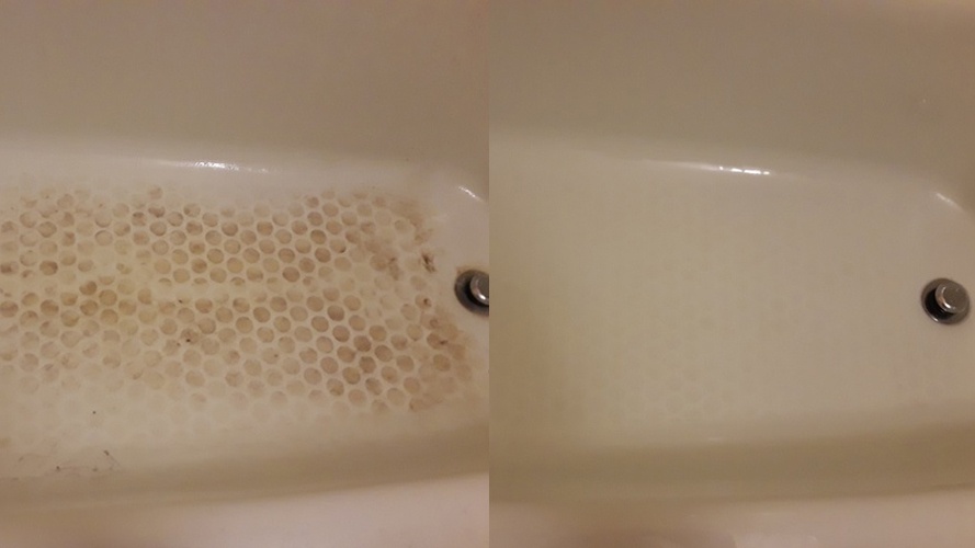 Before and After Bath Tub Cleaning by House Cleaner Canton at Affordable Cleaning Solutions, Inc.