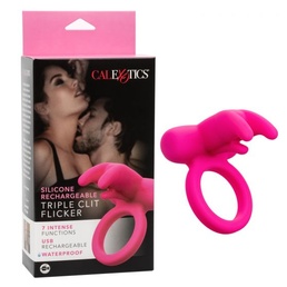 Rechargeable Triple Clit Flicker, Silicone, Pink at Sex Toy Store Canada, The Love Boutique