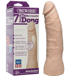 Vac-U-Lock 7in UR3 Dong, Thin, White at Sex Toy Store Canada, The Love Boutique