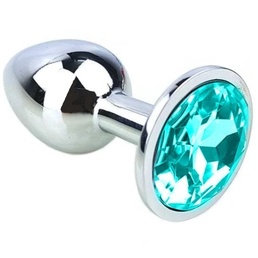 Jeweled Butt Plug, Stainless Steel, Medium, Light Blue, Online Sex toys and more at Canadian Adult Shop, The Love Boutique