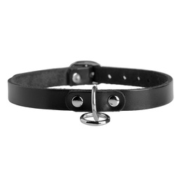 Unisex Leather Choker With O-Ring, Black, Small at Sex Toy Store Canada, The Love Boutique