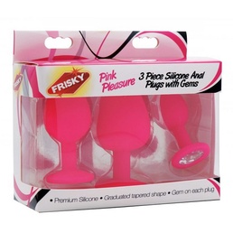 Silicone Jewelled Butt Plug, 3pc Set, Pink at Online Canadian Adult Shop, The Love Boutique