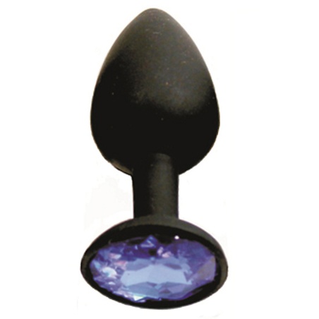 Jeweled Butt Plug, Silicone, Small, Dark Blue
