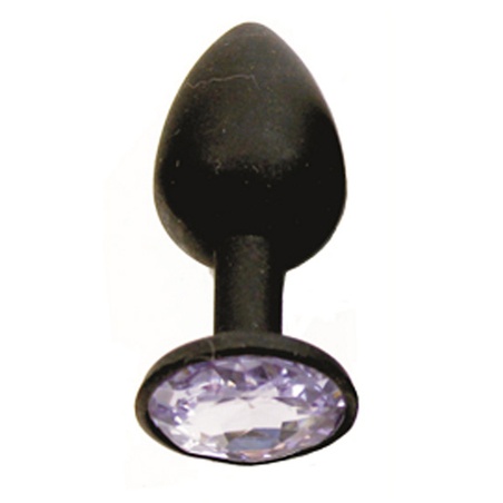 Jeweled Butt Plug, Silicone, Small, Purple