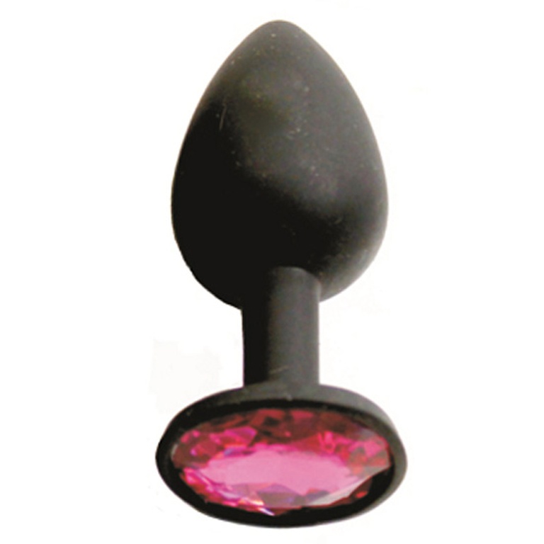 Jeweled Butt Plug, Silicone, Small, Hot Pink