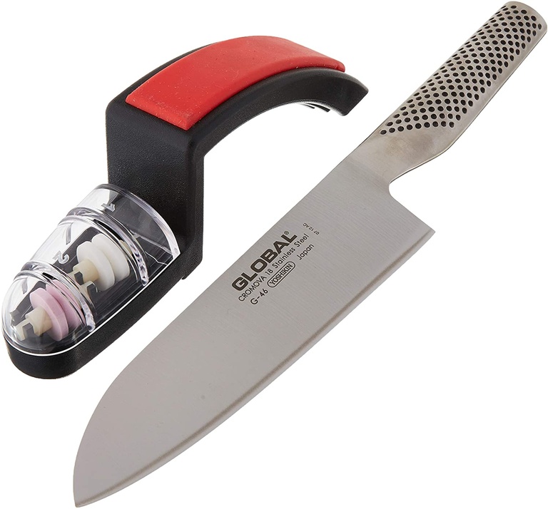 Global Santoku Knife or Sharpener 2 - Piece Set at Internet Kitchen Store Toronto