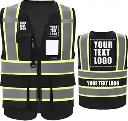 Custom reflective high-visibility safety vest with logo area
