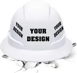 Custom-printed full-brim hard hat with logo placement