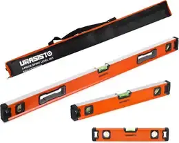 Three-piece spirit level set with carrying case