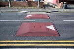 Red Color Speed Cushions near Residential Areas - Traffic Calming Products - Transportation Solutions and Lighting, Inc