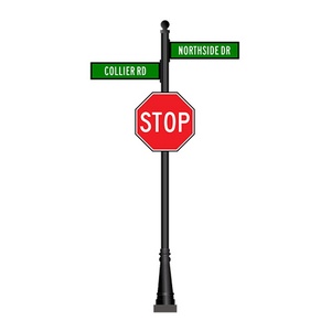 4 Aluminum Combination Street Sign with Fluted Base - Transportation Solutions and Lighting, Inc