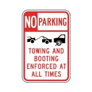 No Parking Booted Sign - MUTCD SIGNS Florida - Transportation Solutions and Lighting, Inc