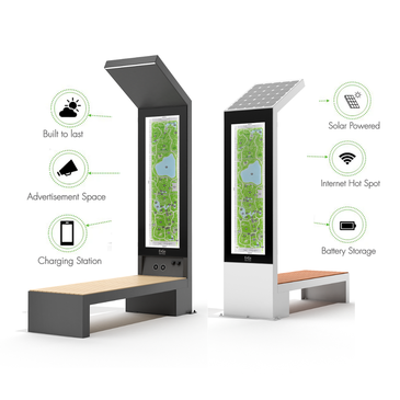 SMART SOLAR BENCHES - Private Community or HOA - Parks - Bus Stops - Transportation Solutions and Lighting