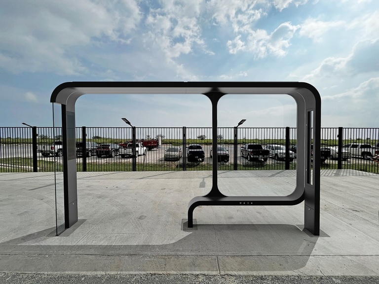Smart Solar Bus Shelter near Bus Stops - Transportation Solutions and Lighting, Inc